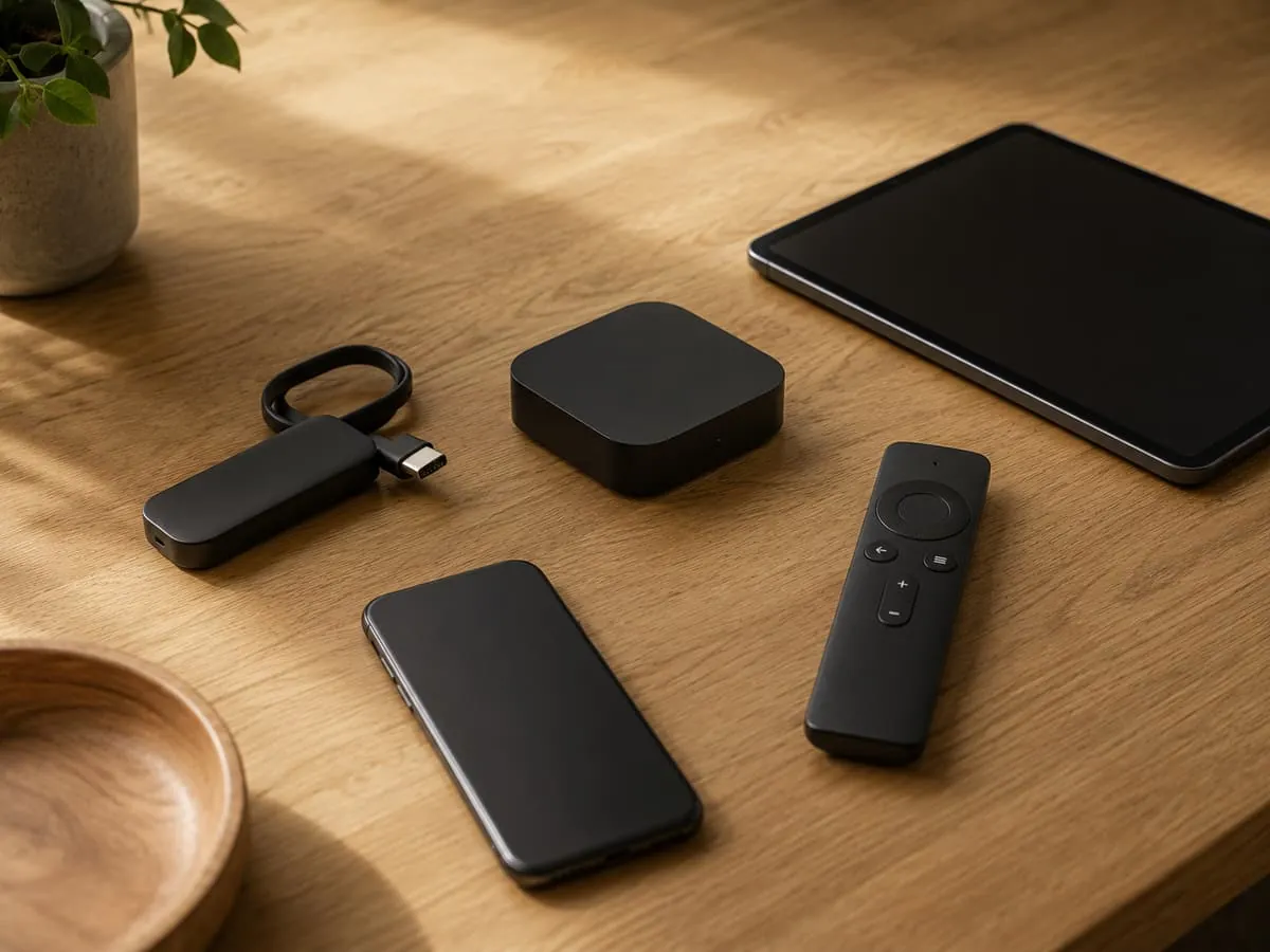 Appareils compatibles avec un abonnement IPTV : clé de streaming, boîtier Android, téléphone, tablette et télécommande